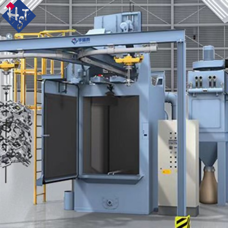 履帶拋丸機(jī)工作流程_履帶拋丸機(jī)視頻_連續(xù)履帶通過(guò)拋丸打砂機(jī)